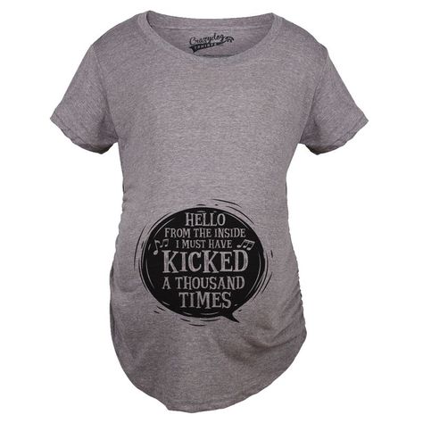 Hello From The Inside I Must Have Kicked A Thousand Times! Does That Ring A Bell? If Not, It's Still A Cute Shirt!! Cute Maternity Shirts, Pregnancy Jokes, Hello Cute, Funny Pregnancy Shirts, Funny Pregnancy Announcement, Cute Pregnancy Announcement, Nerdy Shirts, Baby Announcement Photos, Pregnancy Announcement Gifts