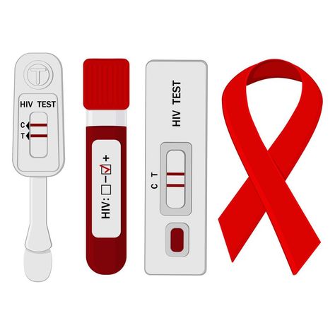 An HIV testing kit with a laboratory test tube for blood analysis. Vector illustration. Hiv Test, Test Posters, Myanmar Art, Hiv Positive, Positive Test, Hiv Aids, Aids Hiv, Blood Test, Test Tube