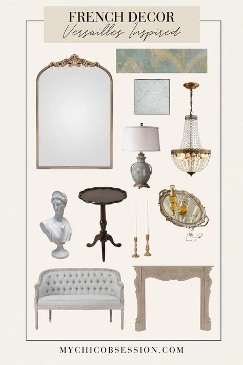 Read on for some inspiration to help you bring the charm and elegance of a Parisian apartment french apartment style into your own space!      parisian apartment french apartment style versailles inspired decor inspiration French Interior Design Parisian Style, Classy Apartment Decor, Parisian Interior Style, Parisian Style Bedroom, Parisian Apartment Aesthetic, Parisian Style Decor, Parisian Style Home, Baroque Elements, Pedestal Tables