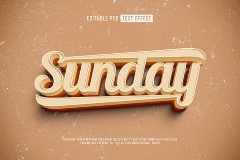 Free PSD | Retro vintage editable psd text effect Photoshop Text Effects, Photoshop Styles, Free Psd Files, Sunday Style, Free Text, Favorite Fonts, Free Photoshop, Graphic Design Resources, Text Effect