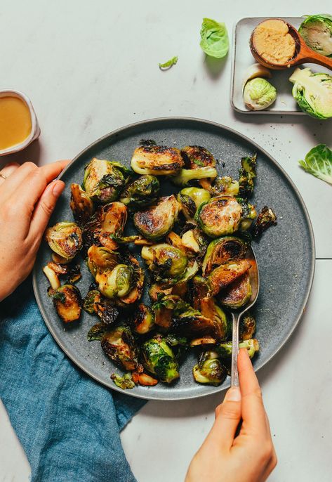 DELICIOUS Roasted Brussels Sprouts with Miso Glaze! 30 minutes, 8 ingredients required! #glutenfree #plantbased #recipe #side #thanksgiving #brusselssprouts #minimalistbaker Miso Recipe, Vegan Christmas Dinner, Miso Glaze, Dip Sauce, Miso Paste, Christmas Dinner Menu, Minimalist Baker, Roasted Brussels Sprouts, Easy Meatloaf