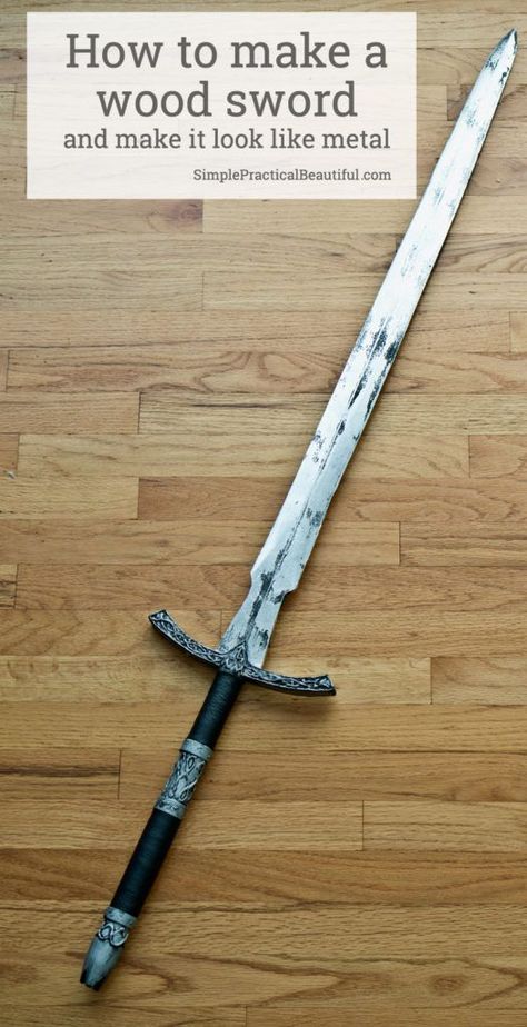 How to make a wood sword and make the wood look like metal | costume sword | halloween costume | cosplay | DIY How-to tutorial on weapon carving Metal Costume, Armadura Cosplay, Armadura Medieval, Cosplay Armor, Idee Cosplay, 다크 판타지, Cosplay Tutorial, Seni Origami, Cosplay Diy