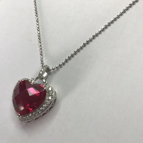 Ruby Heart Necklace, Ruby Heart Pendant, Ruby Heart, Pretty Pendant, Ruby Pendant, Pendant For Women, Silver Heart Pendant, Ruby Necklace, Necklace Heart