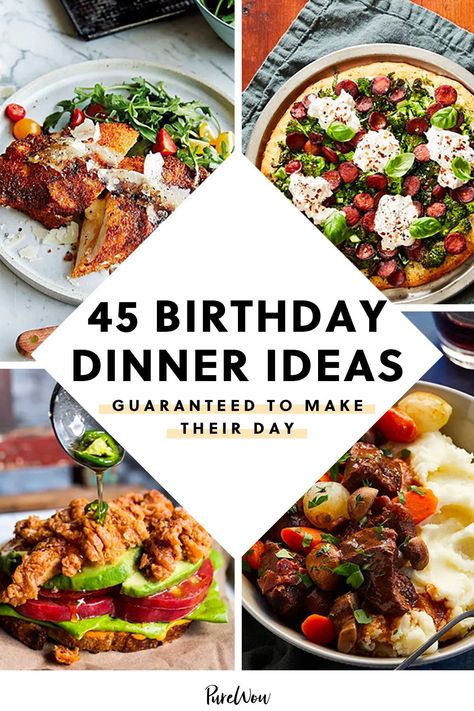 50 Birthday Dinner Ideas Guaranteed to Make Their Day #purewow #dinner #entertaining #cooking #easy #birthday #food #recipe #main course Birthday Party Meals, Birthday Dinner Recipes, Birthday Dinner Ideas, Birthday Dinner Menu, Fancy Dinner Recipes, Birthday Menu, Birthday Lunch, Birthday Dinner Party, Dinner Party Menu