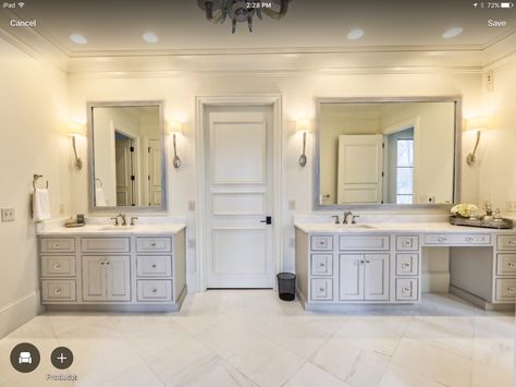 master bath vanity sizes Two Sink Master Bath, His And Hers Separate Vanities, Split Bathroom Vanity, Master Double Vanity With Makeup Area, Master Bath Two Vanities, Master Split Vanity, Jack And Jill Bathroom With Vanity, Master Bath His And Hers Layout, Master Bath Built In Vanity