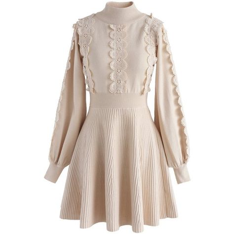 Staple Clothes, Clothes Pieces, Cream Knitted Dress, White Knit Dress, Macrame Dress, Dress Cream, Church Outfits, Luxury Dress, Retro Dress