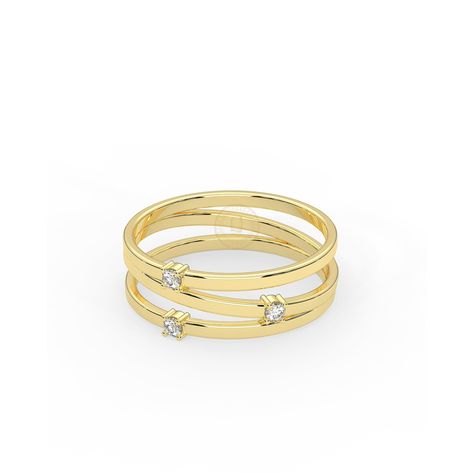 Dainty Solid Gold Diamond Crossover Triple Row Band - Stylish Three Stone Ring, 0.11 Ct Trio - Introducing our exquisite Crossover Triple Band Ring, a stunning piece designed to enhance your jewelry collection with its triple row band. - Crafted from high-quality 14k solid gold, available in rose gold, white gold, or yellow gold, ensuring durability and a luxurious finish. - Adorned with a trio of round cut diamonds totaling 0.11 carats, creating a sparkling focal point. - Perfect as a gift for Multi Band Ring, Triple Band Ring, Handmade Gold Ring, Celestial Ring, Trio Ring, Stackable Bands, Three Stone Ring, Diamond Rings Bands, Handmade Gold