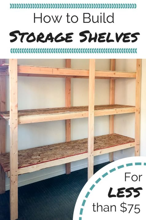 Get your garage, basement or shed organized with this inexpensive storage shelving! Free woodworking plans at The Handyman's Daughter! | easy storage shelves | easy woodworking project | cheap storage idea | garage organization | garage storage | basement organization | basement storage Build Storage Shelves, Organization Basement, Garage Kasten, Storage Basement, Shed Shelving, Organization Garage, Basement Organization, Diy Storage Shelves, Garage Basement