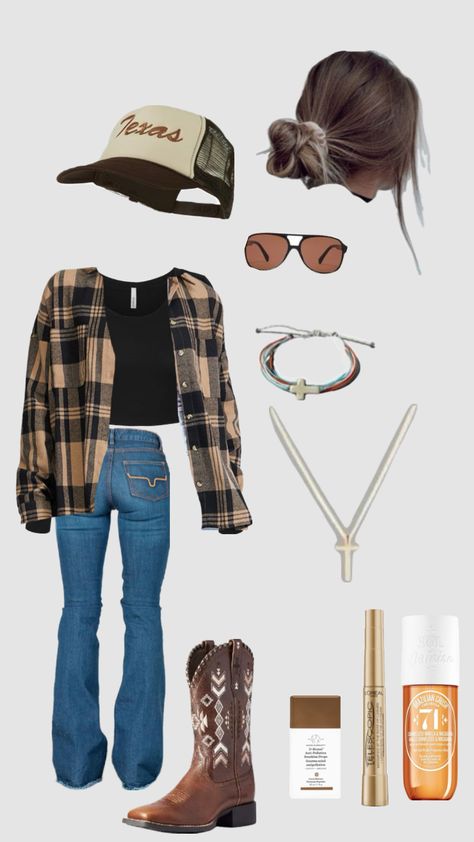 #country #countryfit #westernaesthetic Country Basic Outfits, Cute Southern Outfits Country Style, Brown Country Boots Outfits, Country Outfit Layout, Outfits To Wear To A Pumpkin Patch, Modern Country Outfit For Women, Cute Country Outfits For Women, Western Cute Outfits, Casual Vaquera Outfits