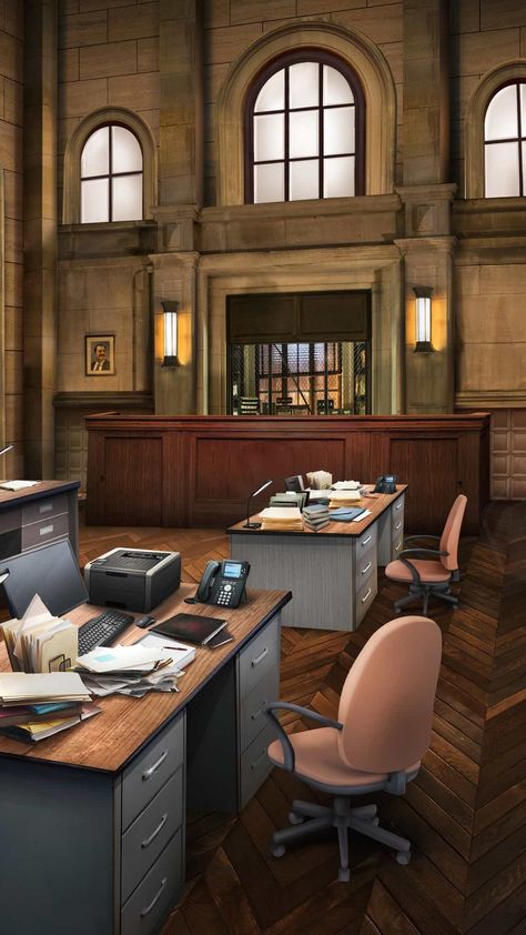 Veil of Secrets - Birchport Police Station Anime Police Station Background, Police Department Office, Interior Concept Art, Wattpad Background, Episode Interactive Backgrounds, Town Building, Episode Backgrounds, Office Background, Scenery Background