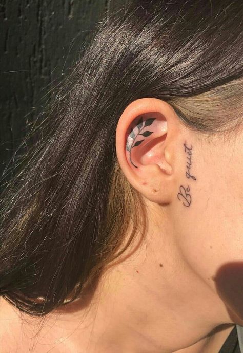 In Front Of Ear Tattoos For Women, Small Face Tattoos For Women By Ear, Side Face Tattoos For Women Small, Inside Ear Tattoos For Women, Tiny Face Tattoos For Women, Inner Ear Tattoos For Women, Sideburn Tattoo Women, In Front Of Ear Tattoo, Side Of Ear Tattoo