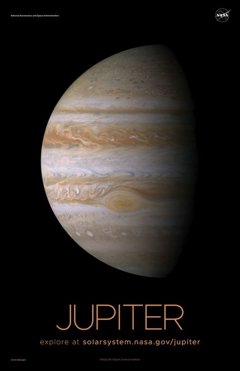 Nasa Planet Posters, Planeta Jupiter, Nasa Jupiter, Jupiter Poster, Nasa Planets, Nasa Solar System, Jupiter Planet, Cassini Spacecraft, Solar System Poster