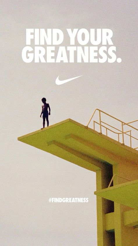 Nike Ads Design, Nike Print Ad, Nike Poster Aesthetic, Nike Poster Vintage, Nike Campaign Design, Find Your Greatness Nike, Billboard Wallpaper, Vintage Nike Ads, Vintage Nike Poster