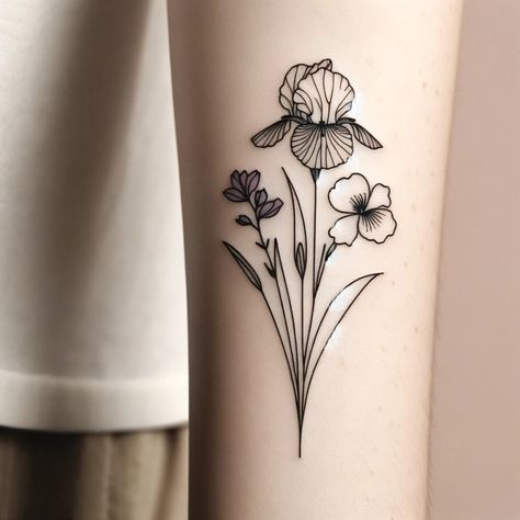 Iris Violet Tattoo, Violet And Iris Tattoo, Iris Bouquet Tattoo, Violet And Iris Flower Tattoo, Violet Flower Tattoo Designs, Violet Tattoos, Violet Flower Tattoo, Violet Flower Tattoos, Iris Flower Tattoo