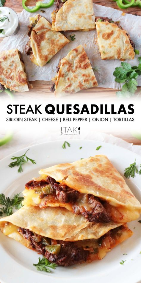 Tortilla Dinner Ideas, Steak Quesadilla Recipes, Leftover Steak Recipes, Seasoned Steak, Steak Quesadillas, Steak Quesadilla, Steak Strips, Quesadilla Recipes Easy, Steak Dinner Recipes