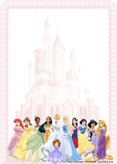 Disney Princess Background, Disney Princess Printables, Cute Disney Princess, Disney Princess Invitations, Birthday Party Invitations Free, Princess Birthday Party Invitations, Princess Party Invitations, Princess Birthday Party Decorations, Disney Princess Birthday Party