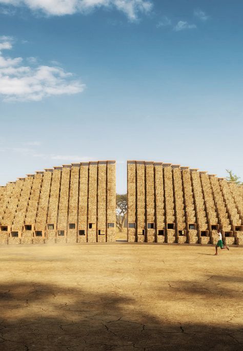 Mumbai’s architecture firm Nudes uses straw bales to design a school in Malawi Mobile Architecture, Classroom Images, Straw Bales, Sustainable Technology, Architectural Competition, Community Living, Reading Art, World Photography, African Countries