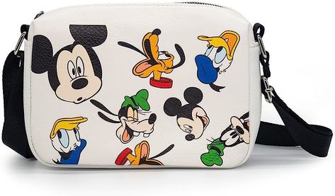 Disney Bag, Cross Body, Rectangle, Disney Mickey and Friends Fab Four Expressions All Over, White, Vegan Leather Goofy And Pluto, Mickey Mouse Donald Duck, Mickey Mouse Head, Disney Bag, Disney Favorites, Mickey Mouse And Friends, Crossbody Wallet, Mickey And Friends, Disney Outfits