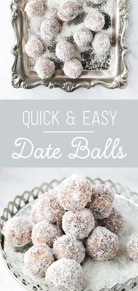 Absolutely delicious date balls. So moreish and a great recipe to make with kids. Pin to your recipe board for later. Date Balls Recipe Easy, Date Balls Recipe With Marie Biscuits, Date Ball Recipe, Lazy Desserts, Date Balls Recipe, Tooth Cookies, Coconut Ice Recipe, Ramzan Recipes, Ramzan Recipe