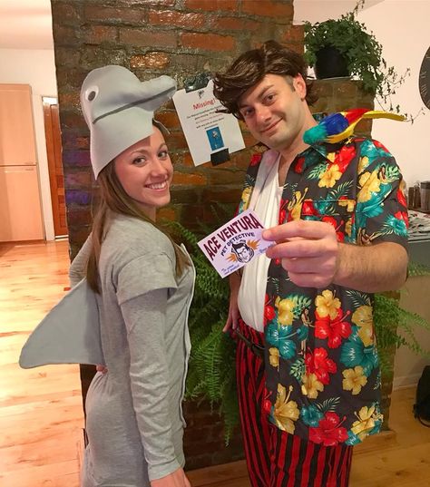 Dolphin Halloween Costume, Ace Ventura Costume Couple, Ace Venture Couple Costume, Ace Ventura Couples Costume, Ace Ventura Family Costume, Diy Dolphin Costume, Ace Ventura Halloween Costume, 2024 Costumes, Ace Ventura Costume