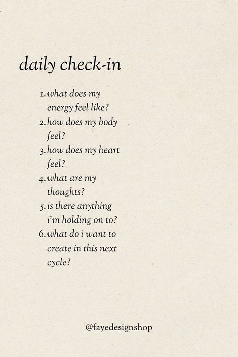 Daily Journal Writing Ideas, Journal Prompts To Check In With Yourself, Daily Focus Ideas, Daily Journal Prompts For Self Love, Weekly Check In Journal Prompts, Daily Thoughts Journal, Self Check In Journal Prompts, Daily Journal Prompts For Self Growth, Self Respect Journal Prompts