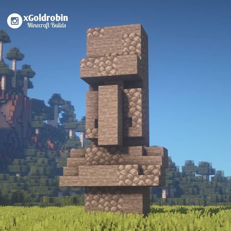 5,880 Likes, 57 Comments - Goldrobin - Minecraft Builder (@xgoldrobin) on Instagram: “Villager statue! 🗿 Follow @xgoldrobin for more Minecraft Buildings ideas & designs! 🏡…” Minecraft Building Ideas Skyblock, Wheat Farms Minecraft, Minecraft Mountain House Tutorial, Minecraft Skyblock Ideas, Minecraft Spruce Forest Builds, Minecraft Town Hall Small, Minecraft Gravestone Ideas, Minecraft Ancient City Builds, Market Minecraft Ideas