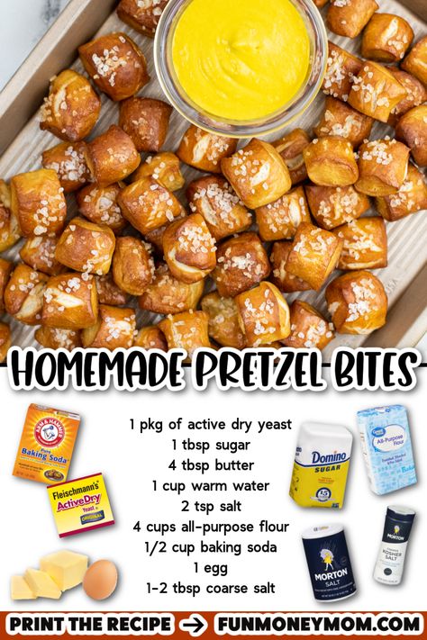 Homemade Pretzel Bites, Game Night Snacks, Game Night Food, Homemade Pretzel, Pretzel Bites Recipes, Movie Night Food, Night Food, Snacks To Make, Homemade Snacks