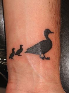 Duck Silhouette Tattoo, Ducks In A Row Tattoo, Duck Tattoos Small, Son Tattoos, Duck Tattoos, Hunting Tattoos, Idea Tattoo, Babies Stuff, Back Of Shoulder Tattoo