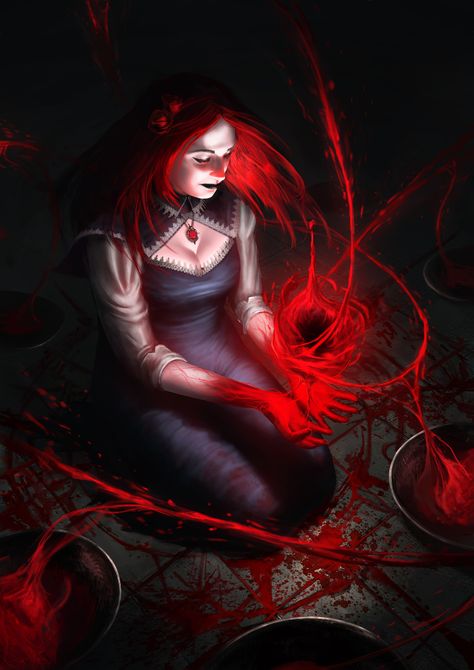 ArtStation - Blood Ritual, Eryk Szczygieł Blood Ritual, White Wizard, Wizard Games, Blood Mage, Witch Characters, Vampire Art, World Of Darkness, Blood Moon, Mystical Art