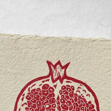 Pomegranate Block Print, Pomegranate Drawing, Linoleum Prints, Pomegranate Print, Pomegranate Art, Lino Printing, Linoleum Print, Winter Fruit, Fruit Print