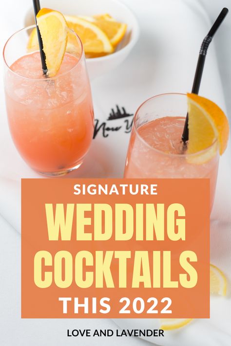 Drinks For A Wedding Receptions, Popular Signature Drinks Wedding, Mixed Drinks For Wedding Receptions, Premade Cocktails Wedding, Big Batch Cocktails Wedding, Vodka Wedding Signature Drinks, Gin Signature Cocktail Wedding, Bride Cocktail Drinks, Summer Wedding Cocktails