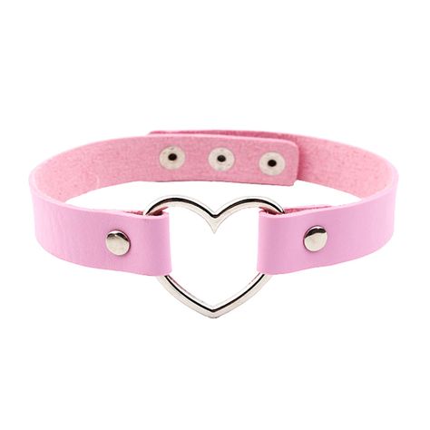 Love Heart Adjustable Leather Choker Double Color Punk PU Necklace Heart Goth Choker Soft Collar Fans Chain Choker Necklace for Women Girls Leather Heart Choker, Statement Wedding Jewelry, New Girl Style, Goth Choker, Pink Clothing, Pink Choker, Women Choker Necklace, Heart Choker Necklace, Wedding Bride Jewelry