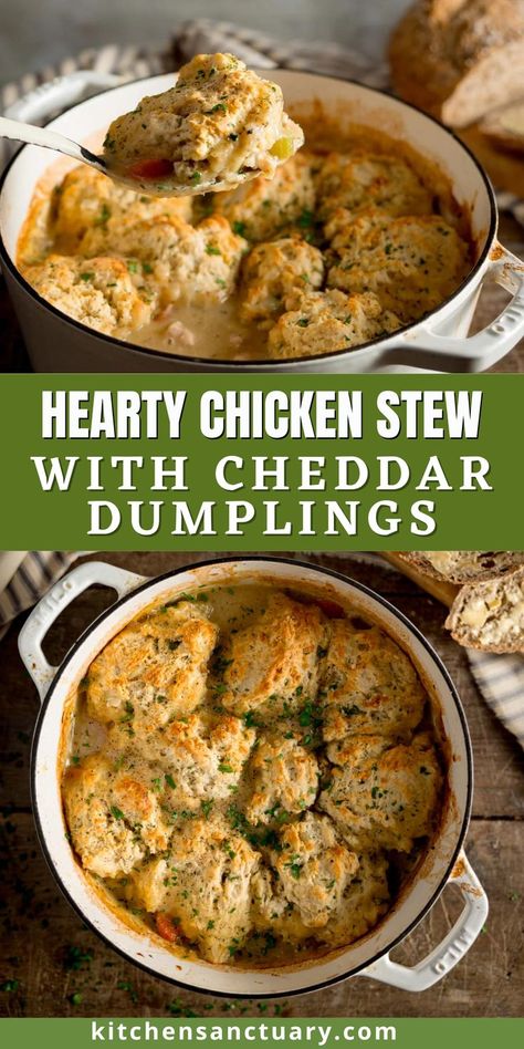 Cheddar Dumplings, Chicken Stew And Dumplings, Simple Dinner Ideas, Chicken Dumpling Soup, Stew And Dumplings, What To Make For Dinner, Quick Pasta Recipes, Stew Chicken Recipe, Autumn Evening