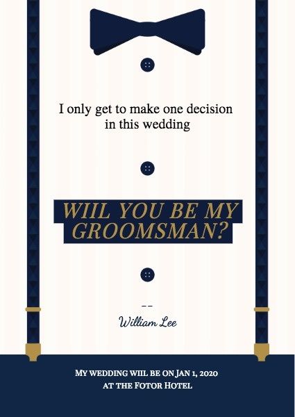 How to design Groomsman Invitation Template try now| Fotor Design Maker Groomsman Invitation, Groomsmen Invitation, Grooms Men, Templates Simple, Lace Blouse Design, Makeup Business, Be My Groomsman, Invitation Design Template, Design Layouts