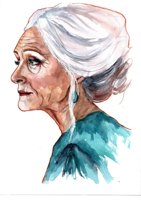 Yulia Vishnevskaya | Saatchi Art Art Du Croquis, L'art Du Portrait, Portraiture Art, Art Et Illustration, Old Woman, Drawing Images, Woman Drawing, Watercolor Drawing, Illustration Character Design