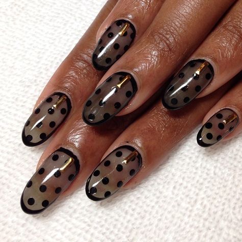 @heynicenails Polka Dot Nails Acrylic, Black Dot Nails, College Nails, Fye Nails, Dot Nails, Sheer Nails, Polka Dot Tights, Fruits And Flowers, Dot Nail Art