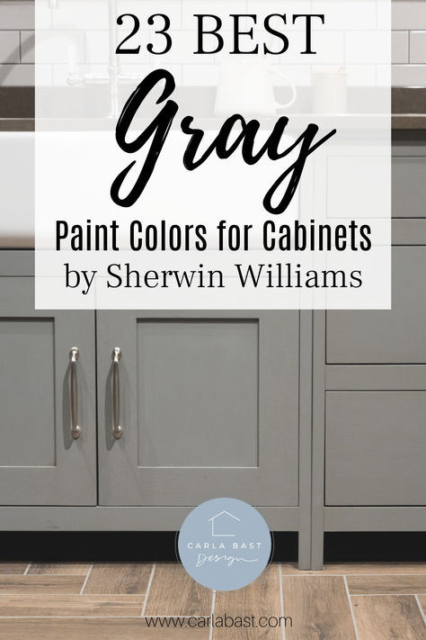 Check out my BEST Gray Paint Colors for Cabinets! gray paint colors, warm gray, cool gray, dark gray, dark grey, cool grey, green undertones, sherwin williams repose gray, greige paint color, best gray paint color, gray kitchen cabinets, light gray, light grey, gray kitchen, gray kitchen, gray cabinets, gray cupboards, grey cupboards, gray paint colors, gray kitchen cabinets painted, grey kitchen cabinets gold handles, gray cabinets black handles, gray kitchen white walls Gray Furniture Paint Color, Benjamin Moore Grey Kitchen Cabinets, Best Gray For Bathroom Cabinets, Dove Tail Sherwin Williams Cabinets, Kitchen Cabinet Color Ideas Grey, Kitchen Paint Before And After, Sherwin Williams Amazing Gray Cabinets, Sherwin Williams Wall Street Cabinets, Thunder Gray Sherwin Williams Cabinets