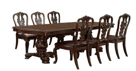 Antique Dining Table, Dinning Table Set, Cherry Furniture, Wooden Chairs, Formal Dining Tables, 7 Piece Dining Set, Dining Table Legs, Leather Dining, Furniture Of America