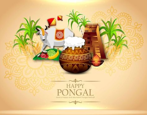 Vector south indian festival pongal back... | Premium Vector #Freepik #vector #pongal #happy-pongal #pongal-festival #pongal-poster Pongal Poster Design, Pongal Posters, Pongal Poster, Pongal Background, Pongal Festival Images, South Indian Festival, Pongal Wishes In Tamil, Happy Pongal Wishes, Pongal Wishes