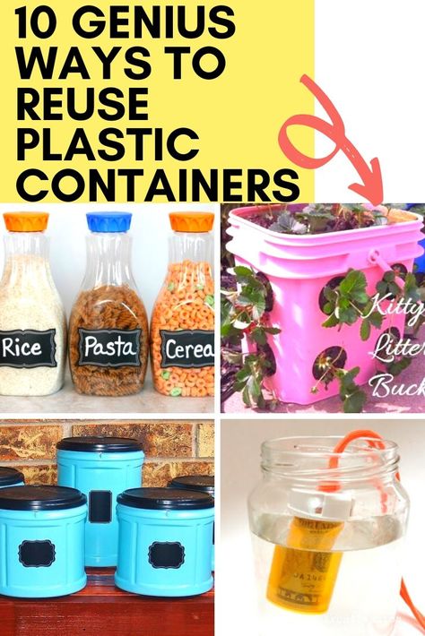 Crafts Using Plastic Coffee Containers, Plastic Pretzel Container Ideas, Reuse Laundry Pod Container, Oatmeal Container Crafts Upcycle, Repurpose Clorox Wipes Container, Recycled Storage Ideas, Crafts With Plastic Containers, Upcycling Plastic Containers, Ice Cream Bucket Crafts