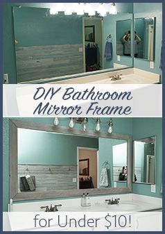 Diy Bathroom Mirror Frame, Blue Wood Stain, Diy Bathroom Mirror, Mirrors Diy, Makeover Kamar Mandi, Bathroom Mirrors Diy, Bathroom Mirror Frame, Interior Design Minimalist, Mirror Makeover