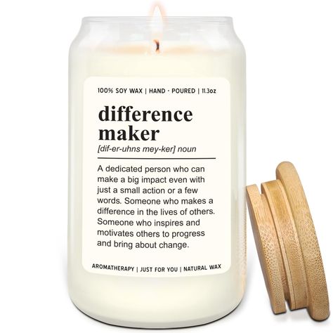 PRICES MAY VARY. APPRECIATION GIFT FOR COLLEAGUES - This candle acts as a daily reminder to inspire positive change through words and actions. Our "Difference Maker" Definition Candle is the perfect gift for co-workers, leaders, bosses, friends, colleagues, teachers, or role models. It's a warm and heartfelt way to express your appreciation and personality. TEACHER APPRECIATION GIFTS - This candle is a delightful gift that will bring joy to your beloved teacher on any occasion. Perfect for Teach Gift Baskets For Pastors Appreciation, Real Estate Client Appreciation Gifts, Rbt Appreciation Gifts, Thank You Gift Basket For Women, Christmas Gifts For Volunteers, Easy Thank You Gifts, Volunteer Christmas Gifts Church, Christmas Gifts For Staff From Boss, Simple Thank You Gifts