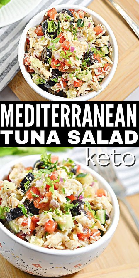 Healthy Tuna Recipes, Keto Tuna Salad, Mediterranean Tuna, Mediterranean Tuna Salad, Healthy Tuna Salad, Canned Tuna Recipes, What Is Healthy Food, Mediterranean Diet Recipes Dinners, Healthy Tuna