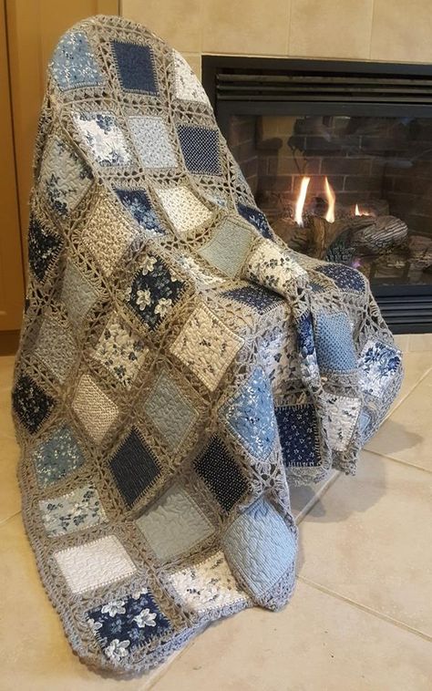 Crochet Quilt Tutorial, Tea Crochet, Crochet Quilt Pattern, Crochet Crowd, Crochet Bedspread, Denim Quilt, Crochet Quilt, Crochet Fabric, Diy Quilt