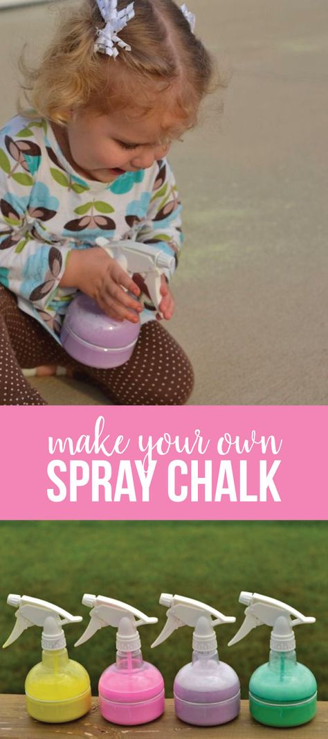 Make your own spray chalk - do this fun activity with your kids! www.thirtyhandmadedays.com Chalk Spray Paint Diy, Spray Chalk Paint, Addy Kate, Diy Outdoor Games, Outdoor Games For Toddlers, Spray Chalk, Chalk Spray Paint, Sidewalk Chalk Paint, Babysitting Activities