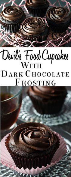 Indulge yourself with this recipe for Devil's Food Cupcakes with Dark Chocolate Frosting. Perfect for Valentine's Day or any celebration. via @Erren's Kitchen Devils Food Cupcakes, Dark Chocolate Frosting, Vegetables Soup, Food Cupcakes, Chocolate Frosting Recipes, Cake Frosting Recipe, Cake Mini, Devils Food, Cheese Topping