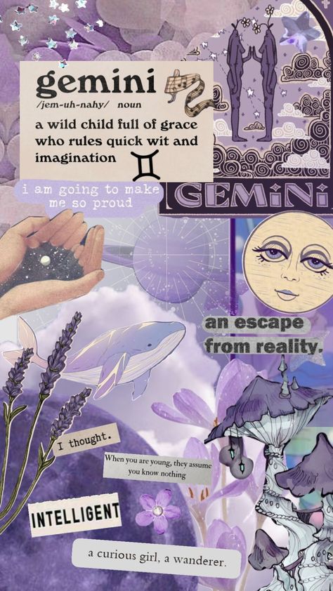 Gemini ♊️ #gemini #zodiac #purple #stars #intelligent #vintage #moon #quotes #twins #vintage #aesthetic #lavender #flowers #vibes #wallpaper Gemini Anime Art, Zodiac Wallpaper Gemini, Gemini Purple Aesthetic, Gemini Asthetic Picture Wallpaper, Purple Gemini Aesthetic, Gemini Witch Aesthetic, Gemeni Wallpapers, Gemini Aesthetic Art Wallpaper, June Gemini Aesthetic