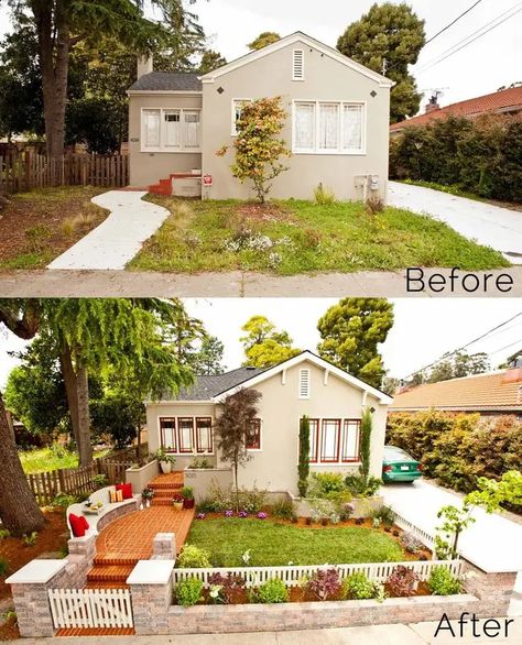 Budget Curb Appeal, Yard Before And After, Curb Appeal Landscape, Front Yards Curb Appeal, Diy Curb Appeal, Small Front Yard, Front Lawn, After Pictures, Backyard Makeover