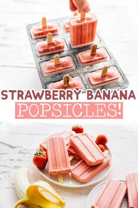 Dessert Popsicles, Strawberry Popsicles Recipe, Summer Popsicle Recipes, Healthy Popsicle Recipes, Banana Popsicles, Strawberry Popsicles, Popsicles Recipe, Smoothie Flavors, Healthy Popsicles