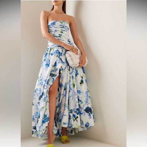 AJE - Violette Bubble Hem Maxi Dress Runway Fashion Couture, Preppy Dresses, Bubble Hem, Prom Dress Inspiration, Bubble Dress, Boring Clothes, Gala Dresses, Floral Blue Dress, Glam Dresses